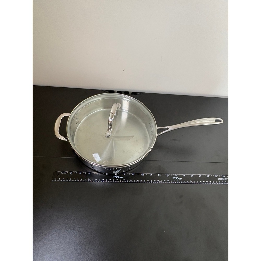 Calphalon 5003 Stainless Steel 3 QT Saute Pan with Glass Lid Silver 10 inch